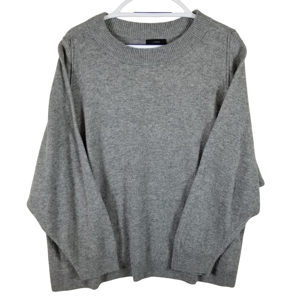 J.Crew Mens Wool Blend Crewneck Sweater Heather Gray Medium‎ Relaxed Fit